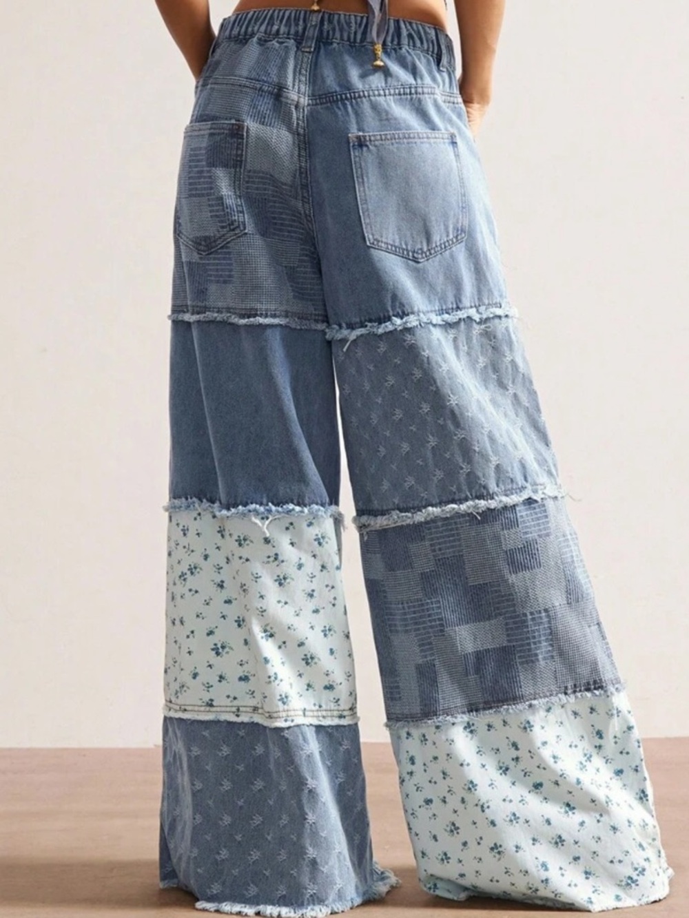 NET Patchwork Wide-Leg Jeans PATCHWORK FLORAL DESIGN - Picture 2 of 5